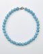 18" Natural Faceted Aquamarine Ball Necklace with Diamond Clasp