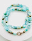 18" Faceted Larimar and Aquamarine Mix Necklace with Sterling Silver Diamond Clasp