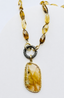 18" Faceted Marquis Shaped Whiskey Quartz with Diamond Carabiner