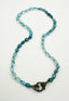18" Multicolor Blue Aquamarine Necklace with Sterling Silver Diamond Clasp