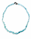 18" Handcut Mixed Shaped Faceted Organic Aquamarine Necklace with Sterling Silver Diamond Clasp
