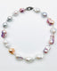 18" Ombre White, Natural and Grey Freshwater Baroque Pearl Necklace with Sterling Silver Diamond Clasp