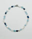 18" Aquamarine, Moonstone, Lapis, and Freshwater Pearl Combination Necklace with Sterling Silver Diamond Clasp