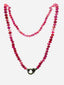 18" Faceted Pink Sapphire Rondelle Necklace with Sterling Silver Diamond Clasp