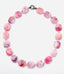 18" Flat Faceted Pink Opal Necklace with Multi Spinel Sterling Silver Clasp
