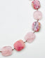 18" Flat Faceted Pink Opal and Rose Quartz Necklace with Sterling Silver Multicolor Spinel Clasp