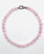 18" Faceted 12mm Rose Quartz Ball with Large Sterling Silver and Multicolor Tourmaline Clasp