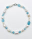 19" Faceted Aquamarine and White Baroque Pearl Mix Necklace with Sterling Silver Diamond Clasp