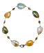 Large Smooth Burma Jade and Peridot Necklace with Diamond and Sterling Silver Clasp, 19"