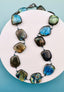 19" Smooth Organic Shaped Labradorite Necklace with Diamond Lock Clasp