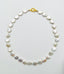 20" Organic Shaped White Freshwater Coin Pearl Necklace Gold Vermeil Clasp