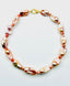 19" Peach Apricot Natural Freshwater Jumbo Baroque Pearl and Mystic Faceted Carnelian Rondelle Necklace with Gold Vermeil Diamond Clasp