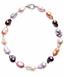 20" White, Natural, Grey, and Peacock Baroque Pearl with Large Diamond Sterling Silver Clasp