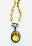 20" Faceted Oval Whisky Quartz Necklace with Sterling Silver Carabiner