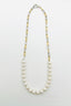 21" 10mm Freshwater Pearl Necklace with Two Tone Paperclip Chain and Gold Vermeil Clasp
