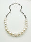 21" 10mm Freshwater Pearl Necklace with Two Tone Rhodium and Sterling Silver Paperclip Chain