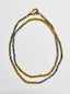 24" Gold and Silver Rhodium Faceted Pyrite Necklace with Two Tone Diamond Clasp