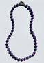 24" Plum Fordite and Purple Amethyst Necklace with Pink Tourmaline Clasp