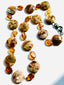 24" Faceted Brandy Opal Coin and Flat Amber Nugget Necklace