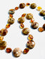24" Faceted Brandy Opal Coin and Flat Amber Nugget Necklace