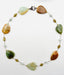 24" Large Organic Shaped Burma Jade Nugget with Peridot Necklace with Sterling Silver Diamond Clasp