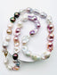 30" Ombre XL White, Natural, Pink, Grey and Peacock Reshwater Baroque Pearl Necklace with Vermeil and Sterling Silver Diamond Clasp