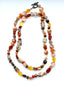 36" Faceted Brandy Opal, Carnelian and Gold Rondelle, Amber and Smoky Quartz Necklace