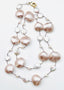 36" Iridescent Clamshell and Freshwater Pearl Necklace with Sterling Silver Clasp