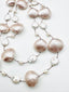 36" Iridescent Clamshell and Freshwater Pearl Necklace with Sterling Silver Clasp