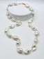 36" Jumbo Freshwater White Baroque, Crystal Quartz, Moonstone and Gold Fill Combination Necklace