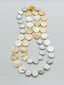 36" Large AAA White Coin Pearl and Mother of Pearl Necklace with Gold Vermeil Clasp