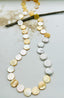 36" Large Yellow and White Mother of Pearl, 23mm Freshwater Pearl Coin Pearl Hand Knotted Necklace with Gold Vermeil Clasp