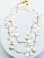36" Mother of Pearl Teardrop Flutter Necklace with White Freshwater Pearl, Gold Vermeil