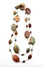 Red Creek Jasper, Cognac Amber, and Pyrite Necklace with Vermeil Clasp, 36"