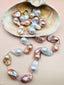 36" Extra Large 30-35mm Natural and White Baroque Freshwater Pearl Necklace with Gold Vermeil Diamond Clasp