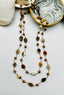 36" Neutral-Colored, Faceted Natural Opal and Tan Freshwater Pearl Necklace with Sterling Silver Clasp