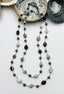 36" Natural Grey Opal, Labradorite and Peacock Freshwater Pearl Necklace with a Rhodium Plated Sterling Silver Clasp