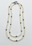 36" 6mm Freshwater Pearl Necklace with Faceted Pyrite Balls Rhodium Sterling Silver Clasp