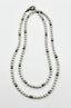 36" Grey 6mm Freshwater Pearl and  Faceted Pyrite Ball Necklace with Rhodium/Sterling Silver Clasp