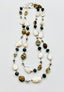 36" Faceted Natural Opal Mystic Moonstone Bright Pyrite and Mystic Black Spinel Rondelle Necklace with Sterling Silver Clasp