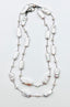 36" White Rectangular Freshwater Biwa Pearl Necklace