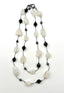 36" Faceted Rainbow Moonstone Nugget Hematite and Black Onyx Necklace