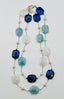 36" Faceted Aqua, Lapis, and Rainbow Moonstone Combination Necklace