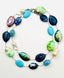 36" Large Oval Turquoise, Lemon Chrysoprase, Puffy Abalone, Barrel Aqua Quartz, Lapis, and White Baroque Pearl Necklace