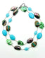 36" Peru Blue Opal Nugget, Faceted Oval Peru Chalcedony, Turquoise, Lemon Chrysoprase, and Abalone Mix Necklace