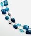 36" Multi-Shape Faceted Chrysocola and Apatite with Pyrite Ball Mix Necklace
