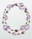 36" Pink Amethyst Nugget, Smooth Lepidolite Nugget, and Mauve Freshwater Pearl Mix Necklace