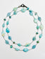 36" Smooth Oval and Orangic Shield Rondelle Larimar and AAA Oval Aquamarine Necklace