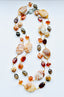 36" Brandy Opal, Orangic Amber Rondelle, and Faceted Smoky Quartz Necklace