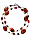 36" Goldstone, Cognac Amber, Black Garnet, and Hematite Ball Necklace